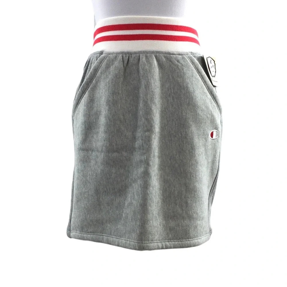 Champion Reverse Weave Oxford Gray Yarn‎ Dye Stripe Rib Mini Skirt Womens XS